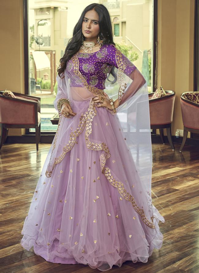 Heavy Nylon Net Light Purple Wedding Wear Sequence Work Lehenga Choli